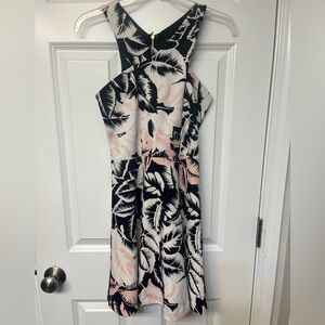 Express Black and Pink Leaf Print Dress